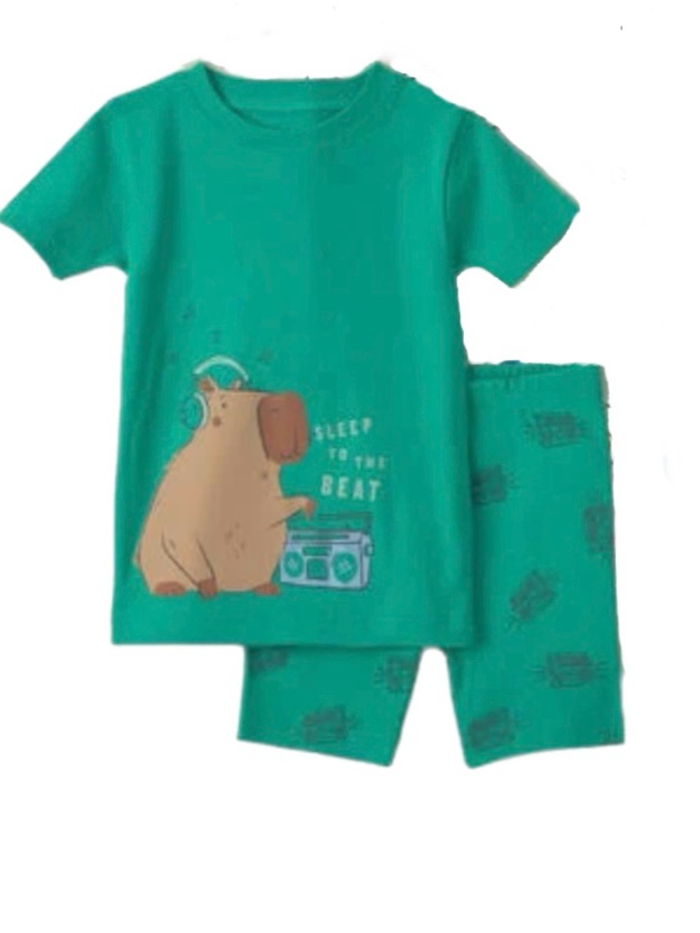 Carter's Teal Capybara Boombox Shorts & Tee Pajama Set sizes 2t 5t Toddler Boys